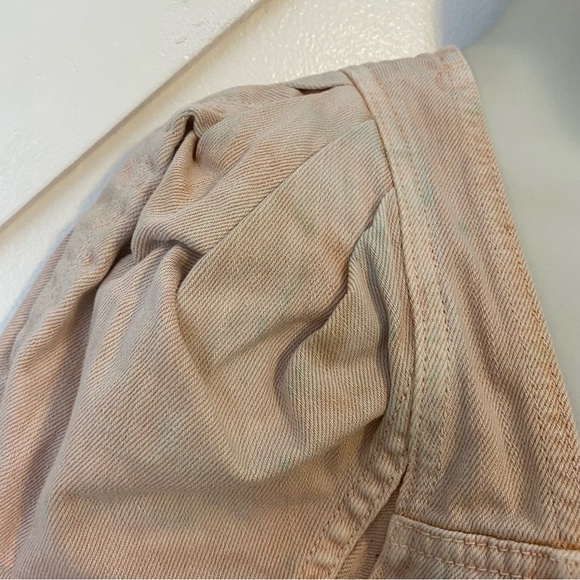 Ulla Johnson Renee Square Neck Denim Puff Sleeve Corset Cropped Top Pink Sz 0 - Picture 6 of 10